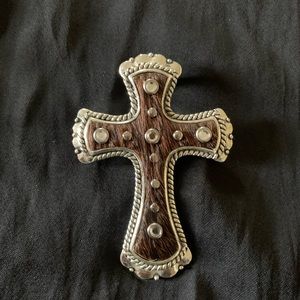 Cowhide cross pendant